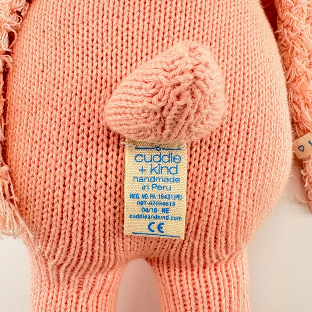 Cuddle + Kind Penelope the Flamingo Hand Knit Doll Pink Floral Crown 20" Large - Picture 7 of 8